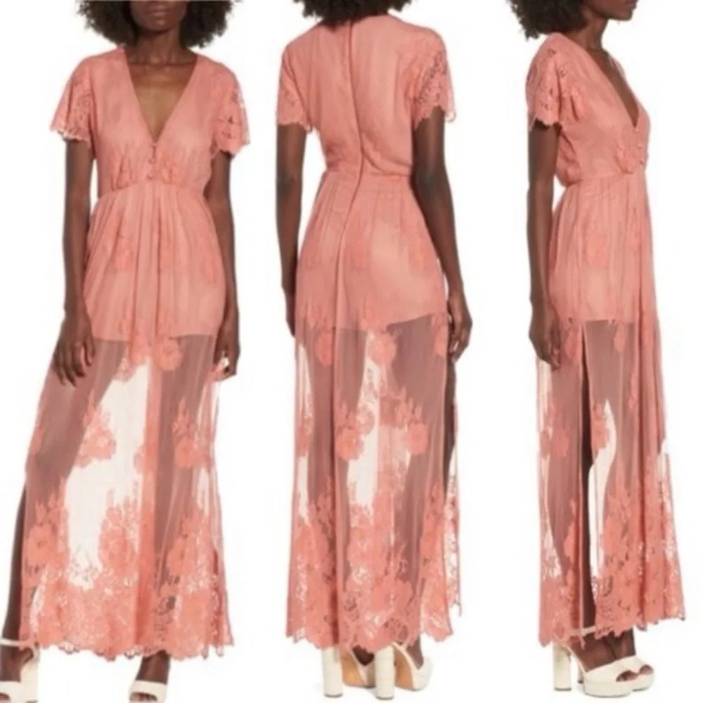 NWT Alina Maxi Romper Garden Party Lace Terra Cotta - Picture 3 of 16